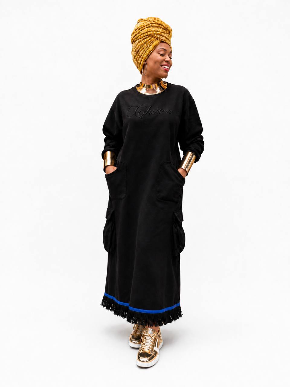 ChoZen Flex Cargo Maxi Dress — Black lifestyle photo