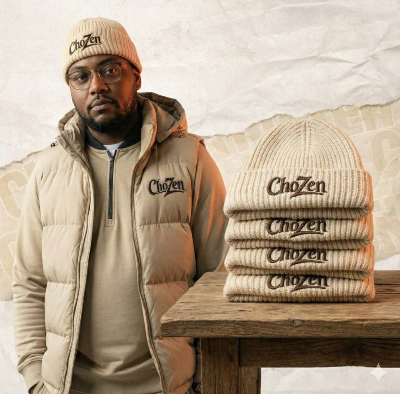 ChoZen Knit Wool Warm Cuffed Ski Hat with Embroidered Logo