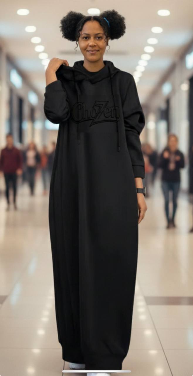 ChoZen Embossed Maxi Hoodie Dress
