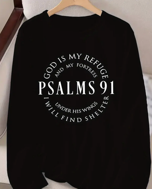 Psalms 91 Faith Tee – Women’s Inspirational Long Sleeve Top
