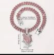 Pink Rose Pendant Necklace – Iced Charm Chain for Women