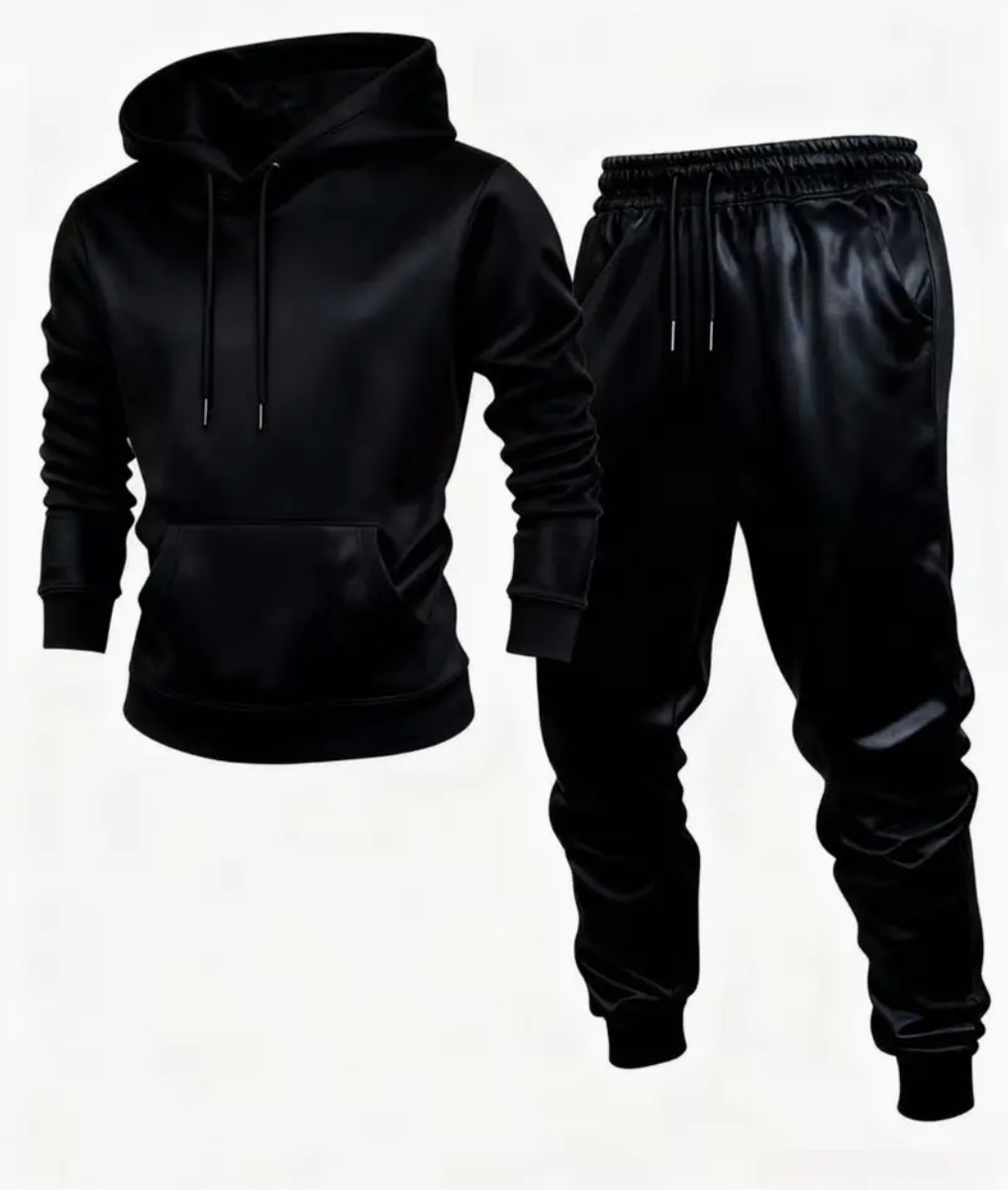 ChoZen Unlimited Men’s Glossy Hoodie & Jogger Set – Casual Streetwear Two-Piece Outfit