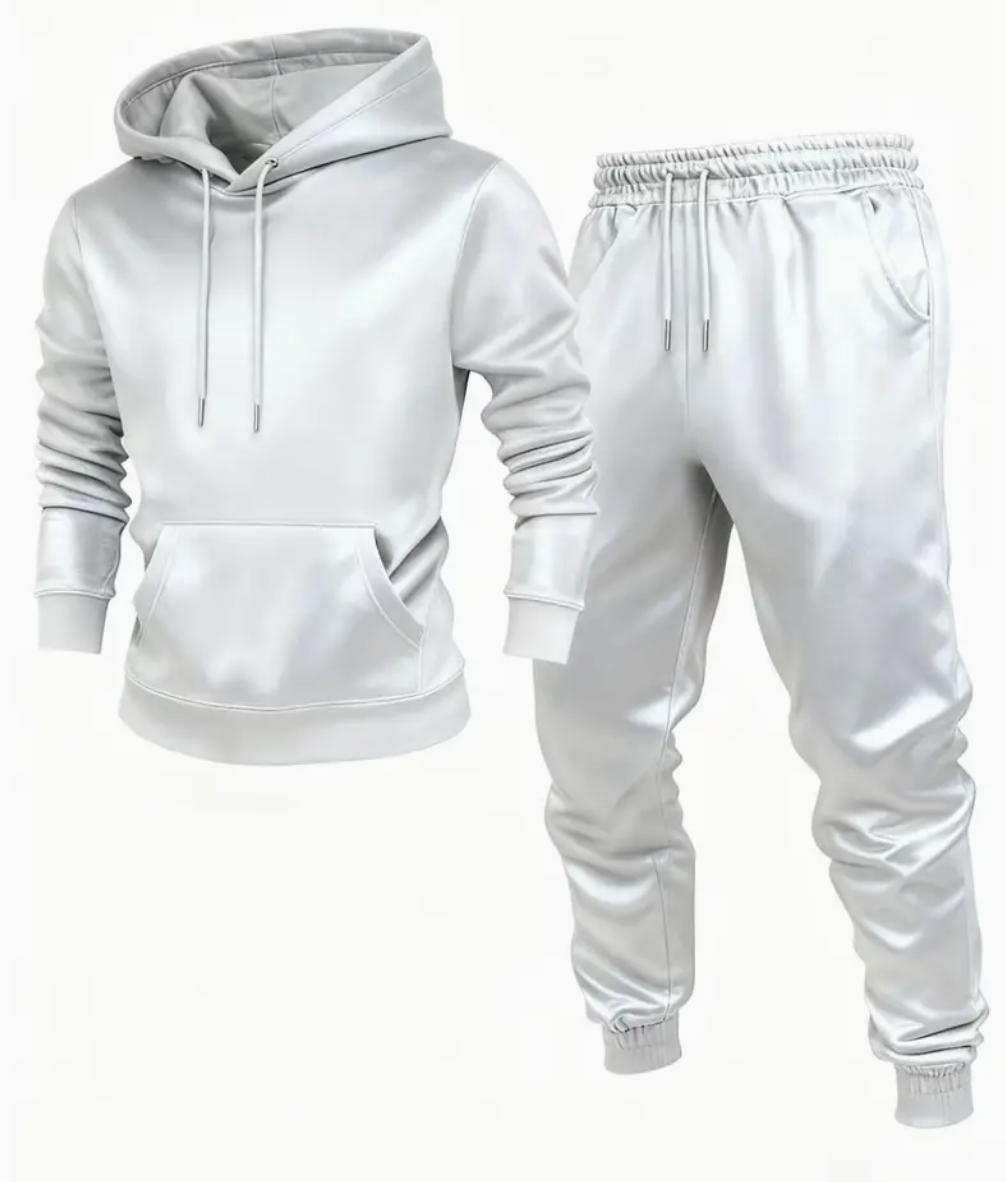 ChoZen Unlimited Men’s Glossy Hoodie & Jogger Set – Casual Streetwear Two-Piece Outfit