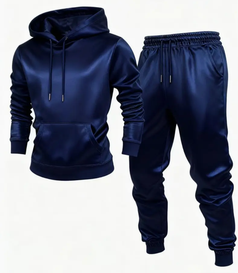 ChoZen Unlimited Men’s Glossy Hoodie & Jogger Set – Casual Streetwear Two-Piece Outfit