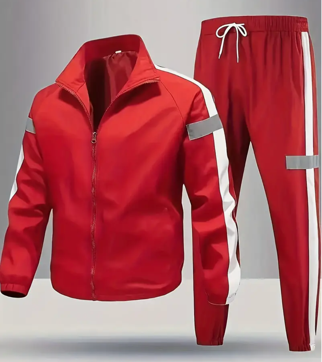 ChoZen Unlimited Men’s Two-Piece Tracksuit Set – Plus Size Zip-Up Jacket & Jogger Pants