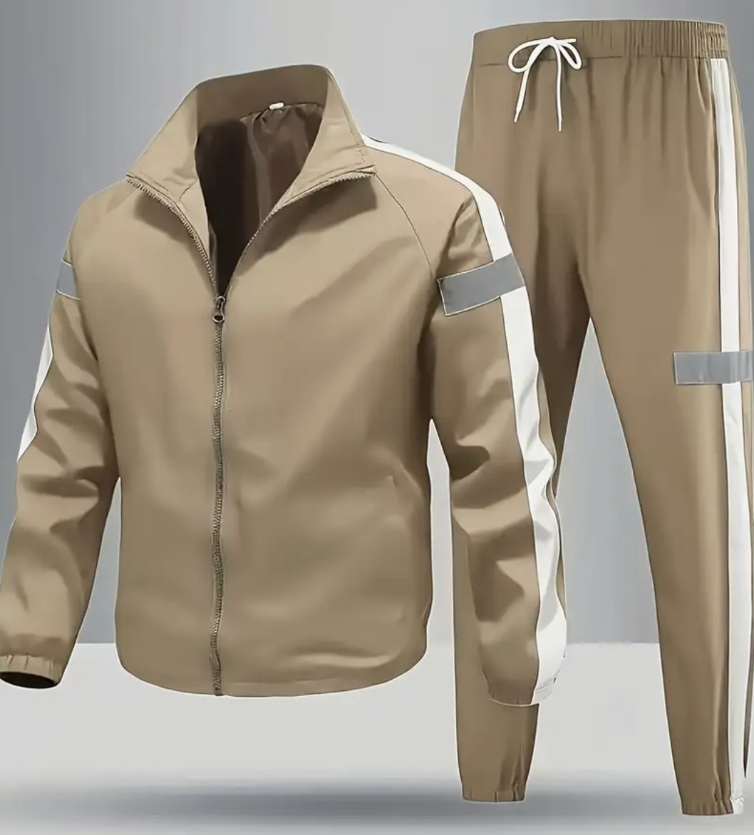 ChoZen Unlimited Men’s Two-Piece Tracksuit Set – Plus Size Zip-Up Jacket & Jogger Pants