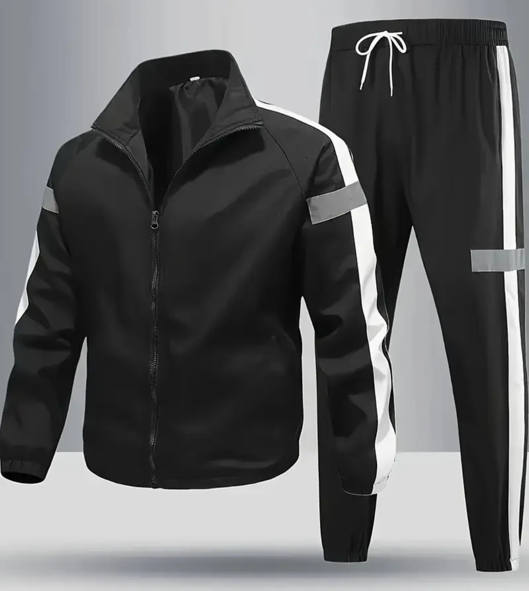 ChoZen Unlimited Men’s Two-Piece Tracksuit Set – Plus Size Zip-Up Jacket & Jogger Pants