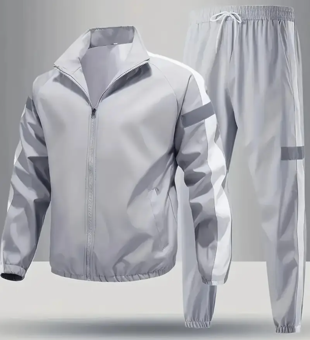 ChoZen Unlimited Men’s Two-Piece Tracksuit Set – Plus Size Zip-Up Jacket & Jogger Pants