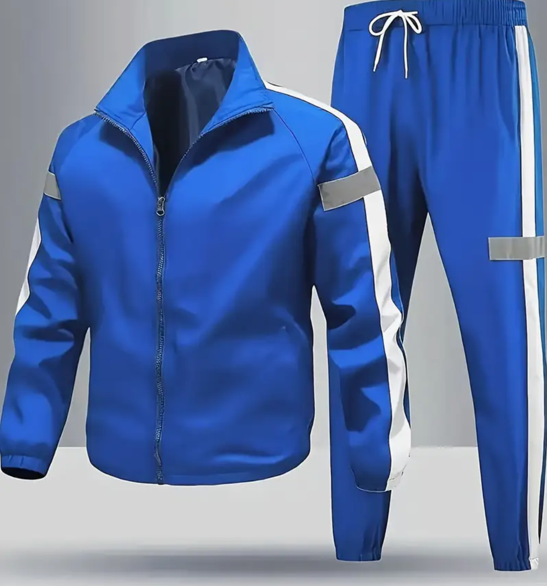 ChoZen Unlimited Men’s Two-Piece Tracksuit Set – Plus Size Zip-Up Jacket & Jogger Pants