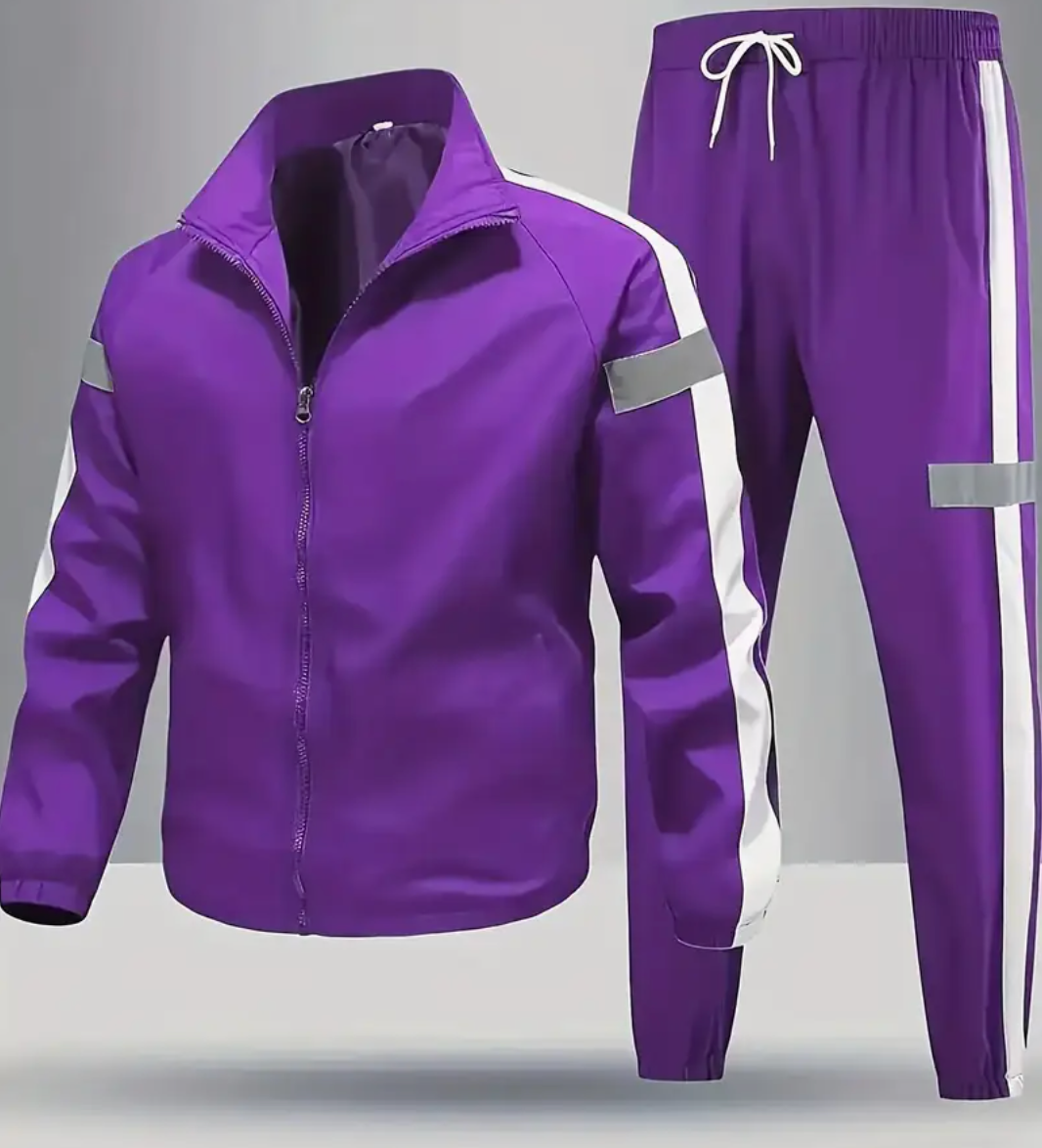 ChoZen Unlimited Men’s Two-Piece Tracksuit Set – Plus Size Zip-Up Jacket & Jogger Pants