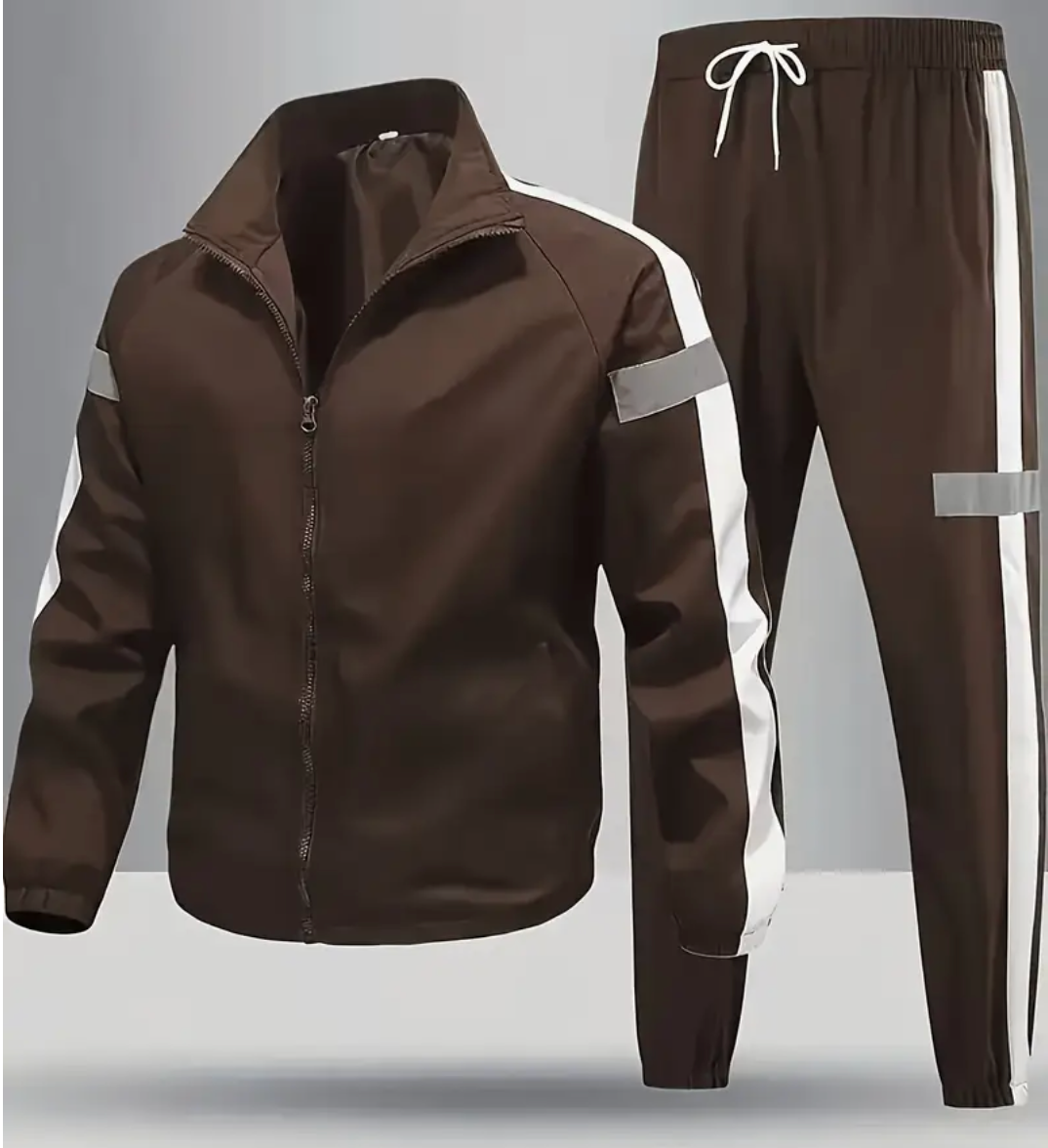 ChoZen Unlimited Men’s Two-Piece Tracksuit Set – Plus Size Zip-Up Jacket & Jogger Pants