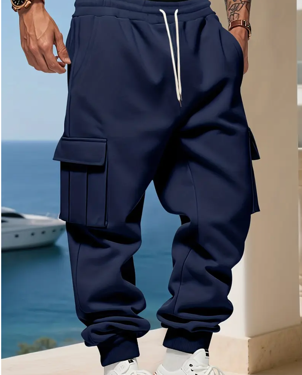 ChoZen Unlimited Men’s Thermal Cargo Jogger Pants – Fleece-Lined Multi-Pocket Drawstring Pants for Cold Weather