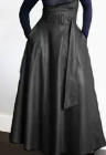 Elegant High-Waisted Faux Leather Midi Skirt with Belted Detail