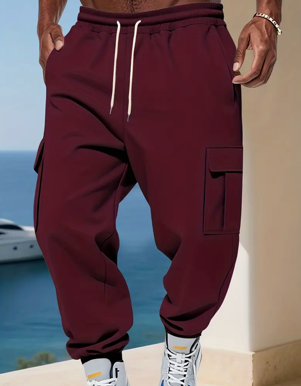 ChoZen Unlimited Men’s Thermal Cargo Jogger Pants – Fleece-Lined Multi-Pocket Drawstring Pants for Cold Weather