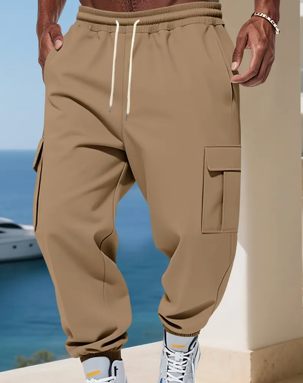 ChoZen Unlimited Men’s Thermal Cargo Jogger Pants – Fleece-Lined Multi-Pocket Drawstring Pants for Cold Weather