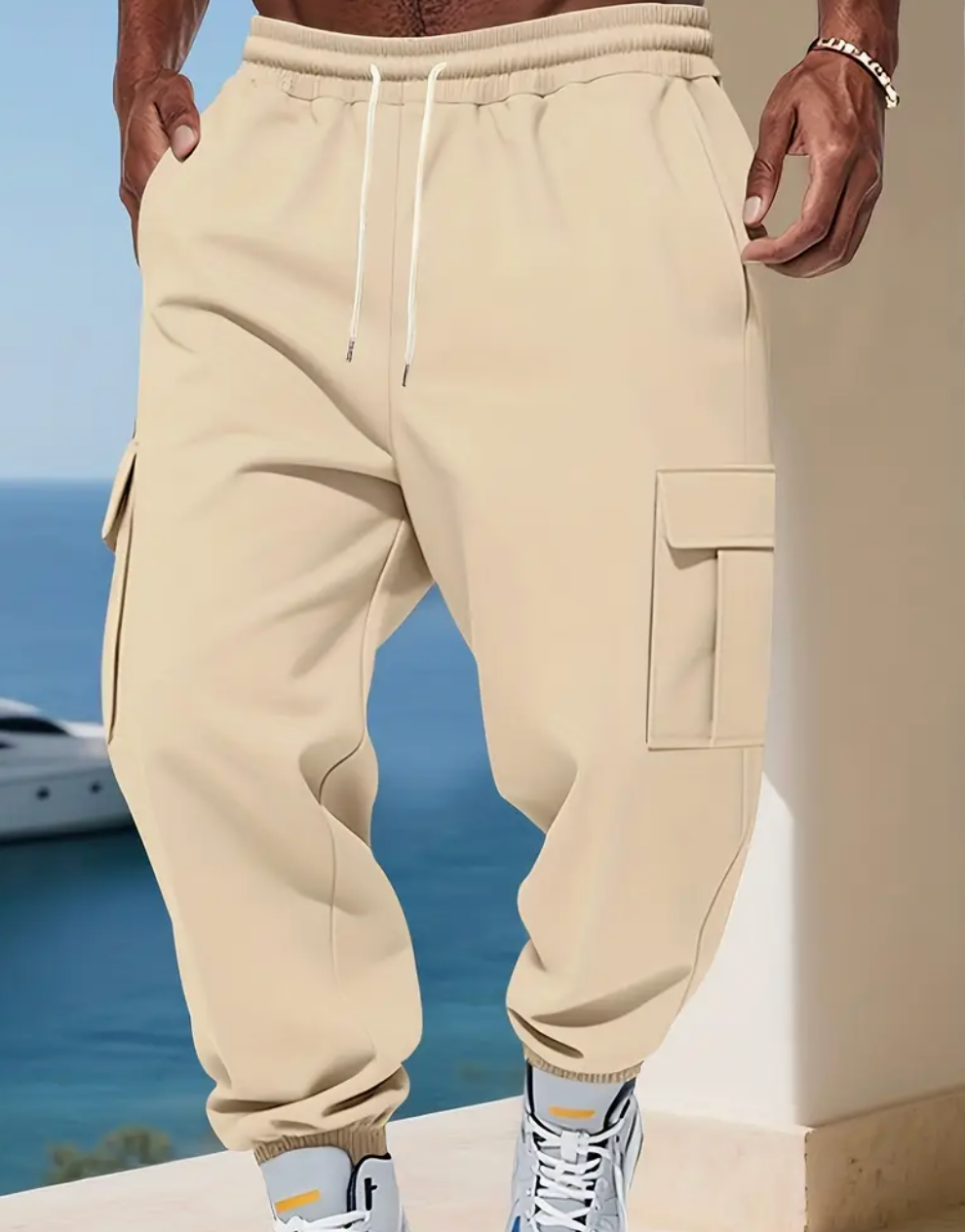 ChoZen Unlimited Men’s Thermal Cargo Jogger Pants – Fleece-Lined Multi-Pocket Drawstring Pants for Cold Weather