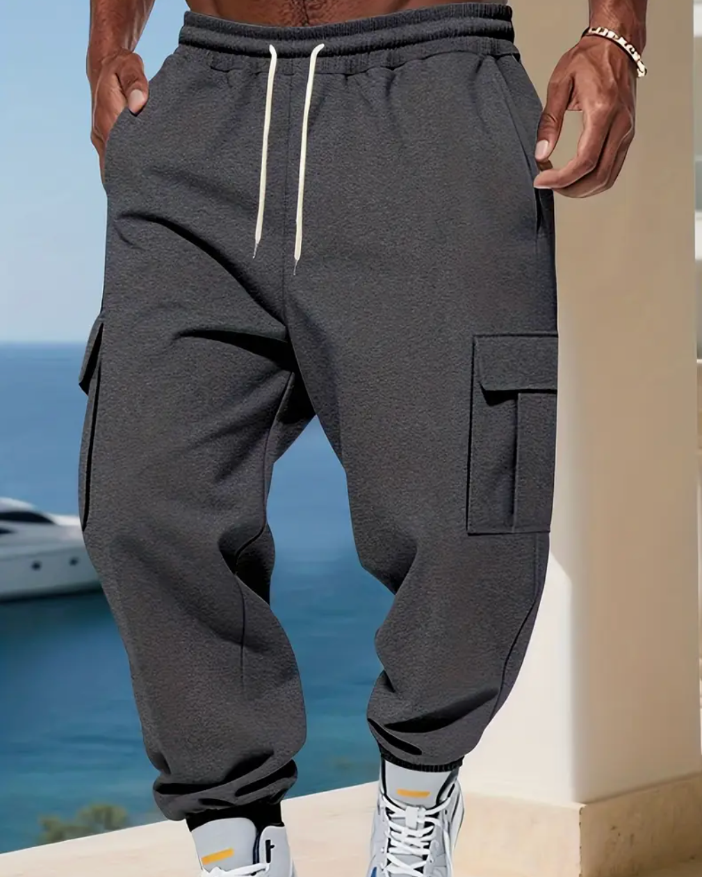 ChoZen Unlimited Men’s Thermal Cargo Jogger Pants – Fleece-Lined Multi-Pocket Drawstring Pants for Cold Weather