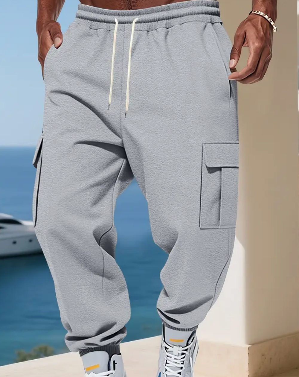 ChoZen Unlimited Men’s Thermal Cargo Jogger Pants – Fleece-Lined Multi-Pocket Drawstring Pants for Cold Weather