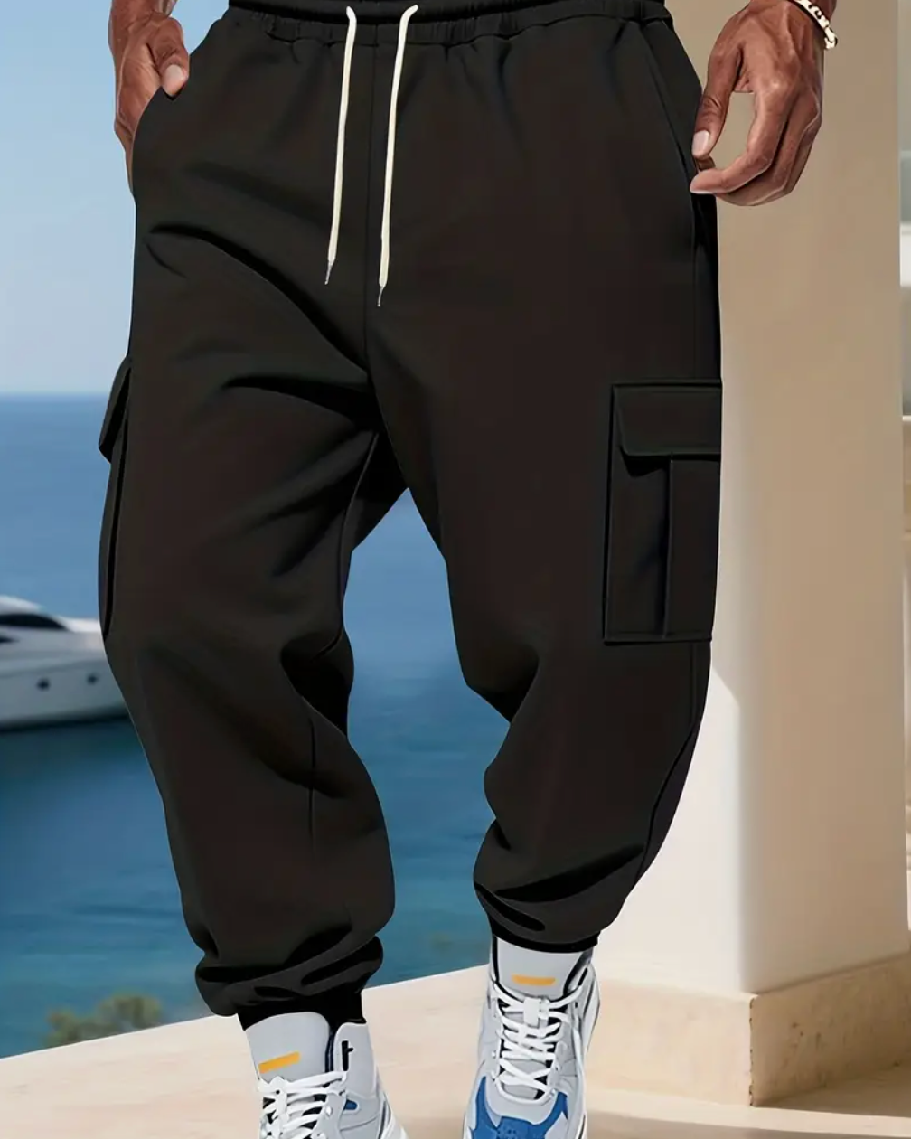 ChoZen Unlimited Men’s Thermal Cargo Jogger Pants – Fleece-Lined Multi-Pocket Drawstring Pants for Cold Weather