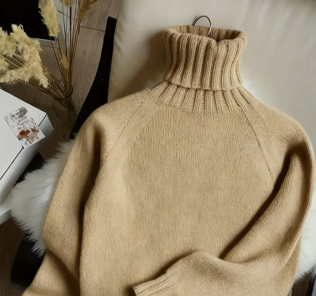 Chozen Unlimited Women’s Turtleneck Sweater – Warm Winter Layering Piece with Loose Fit & Round Neck Design