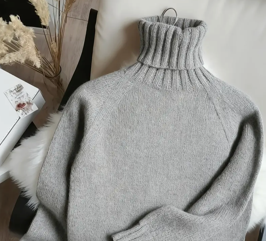 Chozen Unlimited Women’s Turtleneck Sweater – Warm Winter Layering Piece with Loose Fit & Round Neck Design