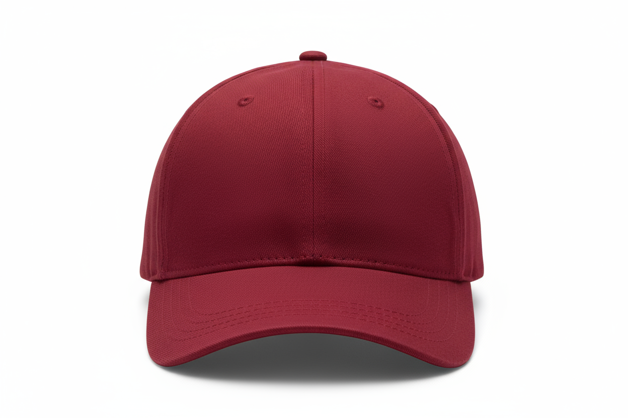 deep red baseball cap with no logo