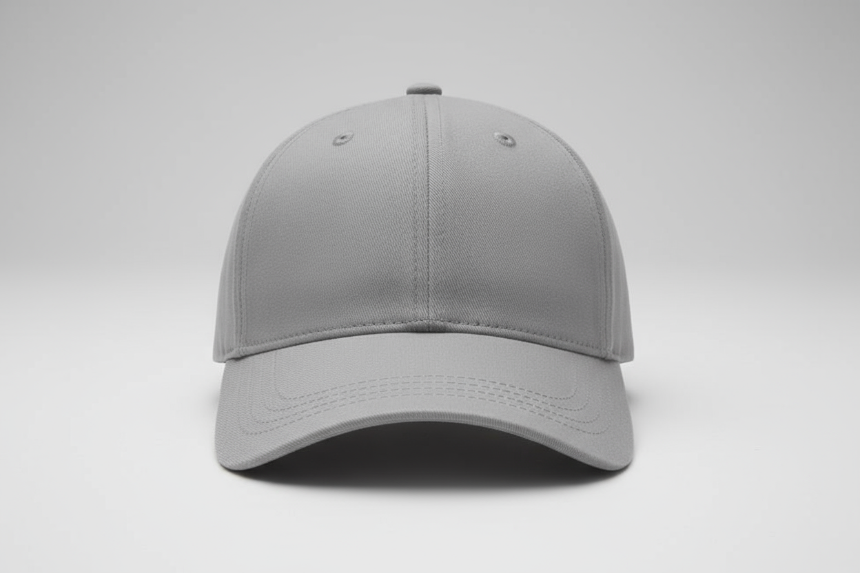 gray baseball cap with no logo on it