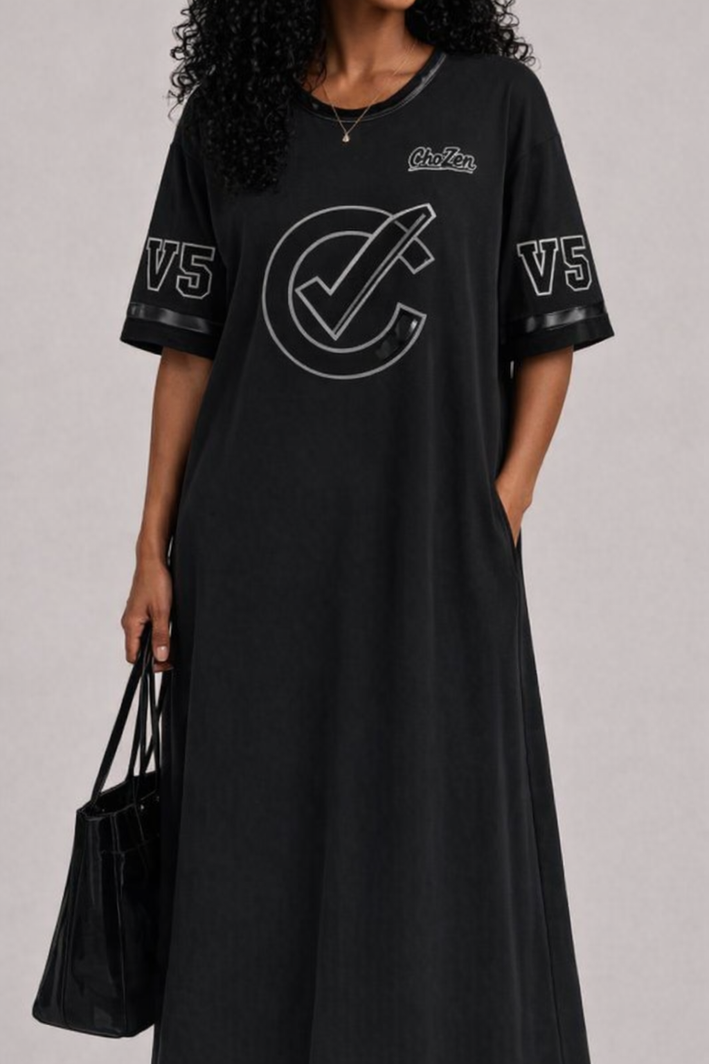 ChoZen Deuteronomy 22:5 Maxi Jersey Dress — Black (V5 sleeve)