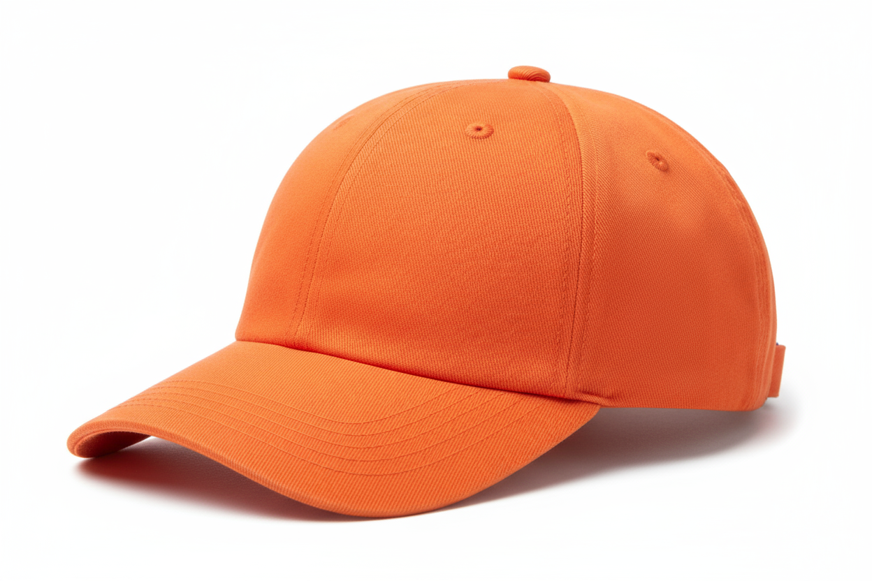 orange baseball cap