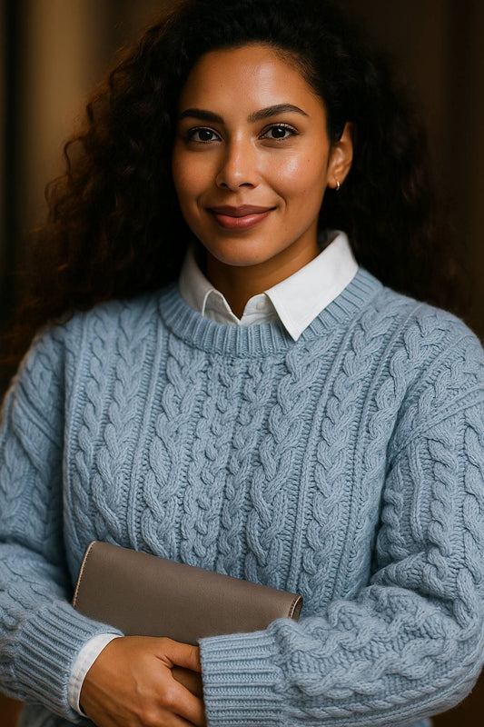 Chozen Unlimited Plus Size Women’s Oversized Cable Knit Sweater Coat – Elegant White Chunky Tunic with Round Neck & Long Sleeves