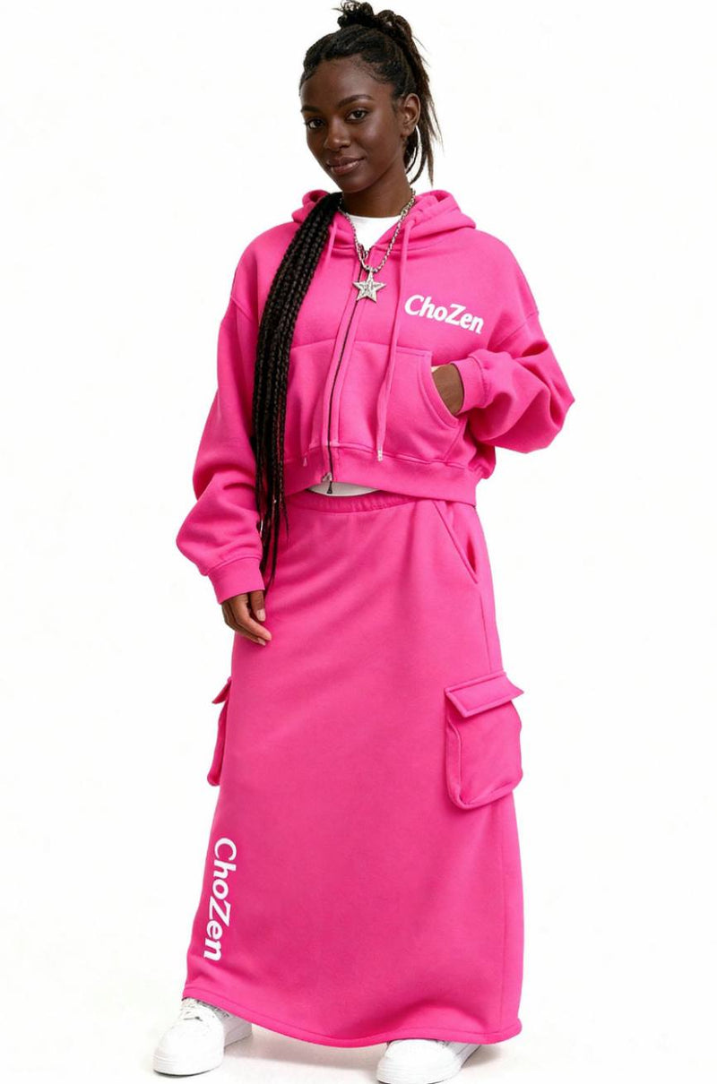 ChoZen Unlimited Women’s Hoodie & Maxi Skirt Sweat Set – Athleisure Skirt Set