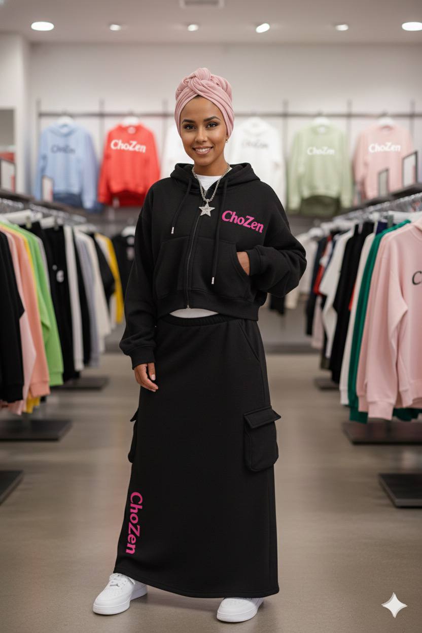 ChoZen Unlimited Women’s Hoodie & Maxi Skirt Sweat Set – Athleisure Skirt Set