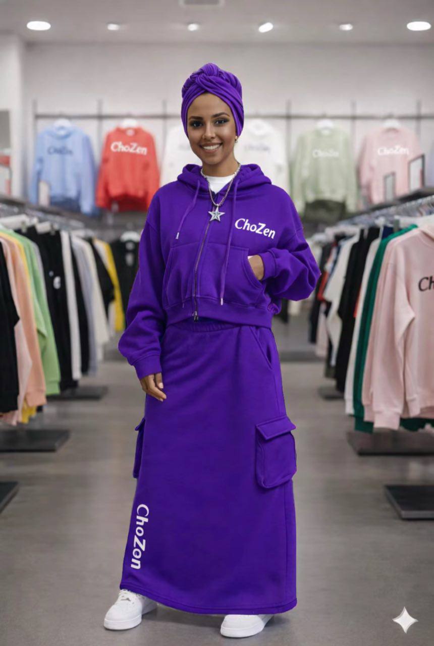 ChoZen Unlimited Women’s Hoodie & Maxi Skirt Sweat Set – Athleisure Skirt Set