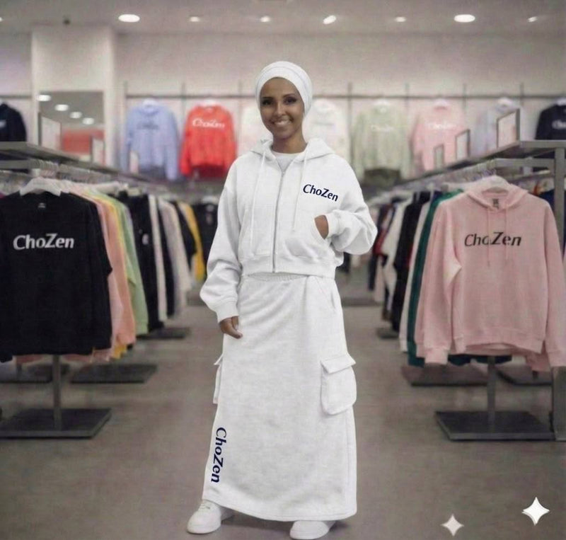 ChoZen Unlimited Women’s Hoodie & Maxi Skirt Sweat Set – Athleisure Skirt Set