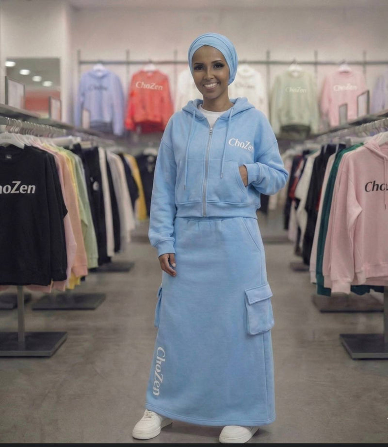 ChoZen Unlimited Women’s Hoodie & Maxi Skirt Sweat Set – Athleisure Skirt Set