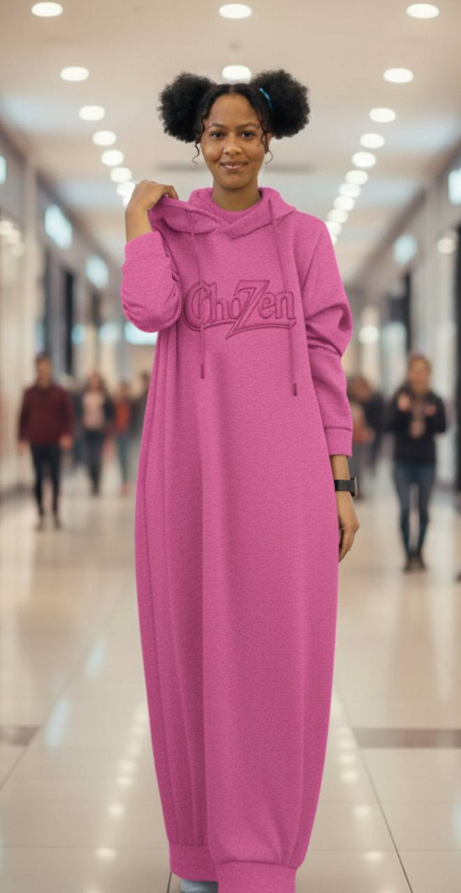 ChoZen Embossed Maxi Hoodie Dress